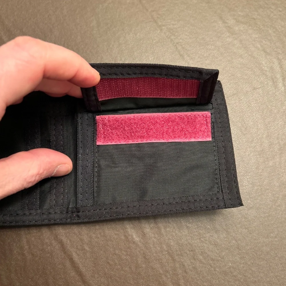 Vintage adidas spell out black Velcro wallet. Euc